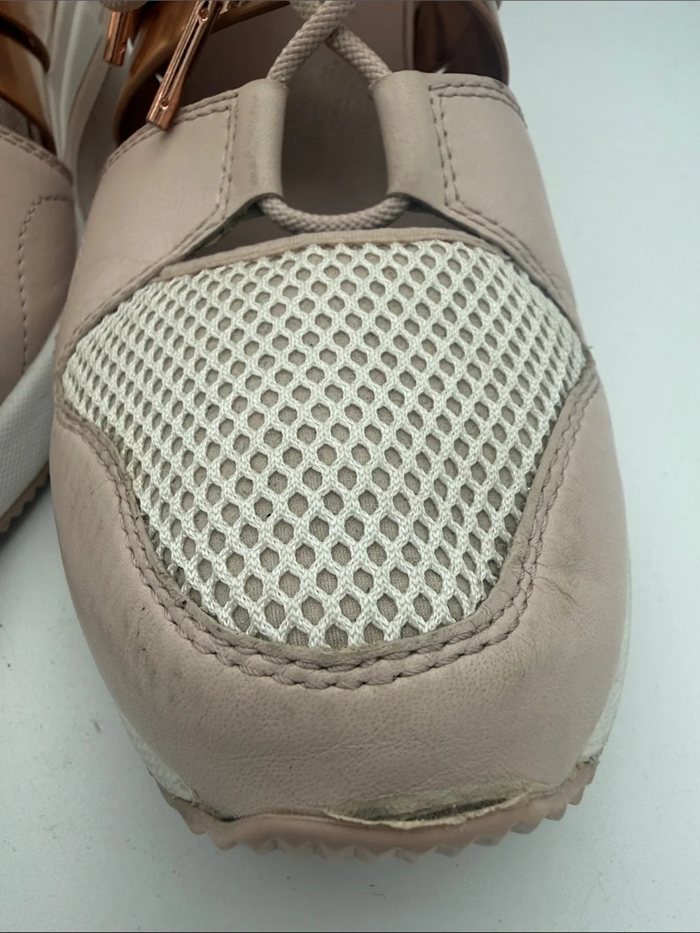 Michael Kors MK Beckett wedge trainer sneakers pink ballet, beige gold sz 8M